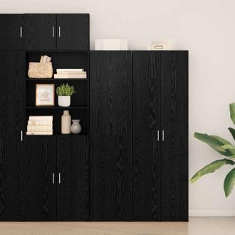 vidaXL Vidaxl - Highboard Rovere Nero 45x42.5x185 cm Legno ingegnerizzato