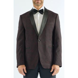 The Savile Row Company Paisley Jacquard Evening Jacket in Burgundy at Nordstrom Rack, Size 48Regular