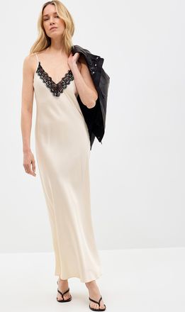Sofie Schnoor Womens Lace collar long satin dress