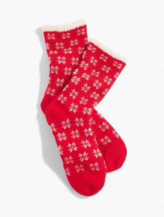 Talbots Festive Nordic Fair Isle Trouser Socks - Red - 001 Talbots