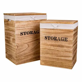 Wanderlust Deco Cestos Ropa De Madera Set 2 Pzas 40x30x54-34x26x47