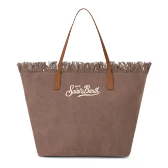 MC2 Saint Barth Tote Bags, female, Brown, Size: ONE SIZE City Bag Fringe - Canvas 18 Emb