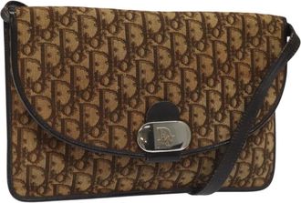 Dior Trotter Brown Canvas Shoulder Bag (Pre-Owned)