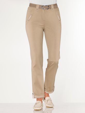 Casual Looks Bequeme Jeans CASUAL LOOKS, Damen, Gr. 36, Normalgr&ouml;ssen, beige, 98% Baumwolle, 2% Elasthan, unifarben, lang, Jeans Bequeme Jeans