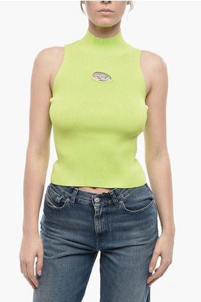 Diesel Ribbed High-Neck Top M-ONERVAX with Cut-Out Detail size Xxs