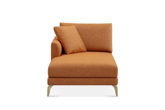 Castlery Lena Left Chaise Sofa Customized, Performance Boucle Rust, Brass Legs, Spill Resistant, Removable Covers for Sofas