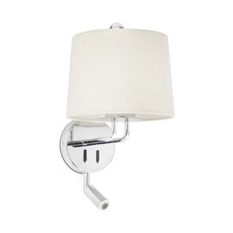 Netlighting Montreal Chrome Beige Shade Wall Lamp With Reading Light in Grey