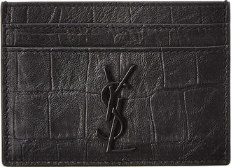 Saint Laurent Croc-Embossed Leather Card Case