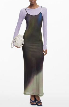 Desigual Maxi Slipdress and Long Sleeve Top Set in Lilac at Nordstrom, Size X-Large