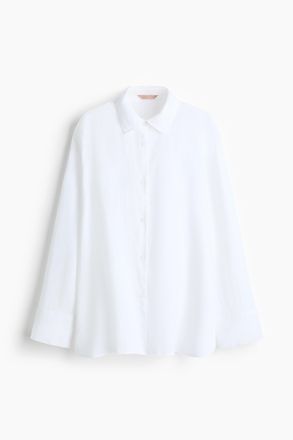H&M Oversized Bluse aus Leinen - Weiss