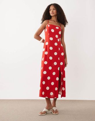 Nobody's Child Maddy - Vestito midi rosso a pois
