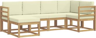vidaXL Conjunto De Sof&aacute;s De Exterior 6 Uds. Blanco Y Crema Poli&eacute;ster Vidaxl