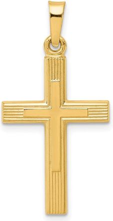 Diamond2Deal 14k Yellow Gold Brushed and Polished Latin Cross Pendant