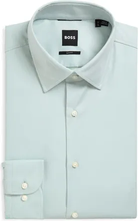 BOSS Hank Kent Performance Twill Dress Shirt in Open Green at Nordstrom, Size 16.5
