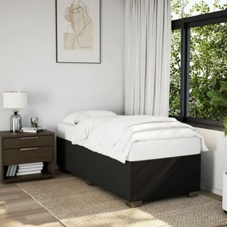 vidaXL Estructura De Cama Sin Colch&oacute;n Tela Negro 90x190 Cm Vidaxl