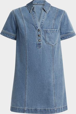 Veronica Beard Otto Mini Denim Polo Dress
