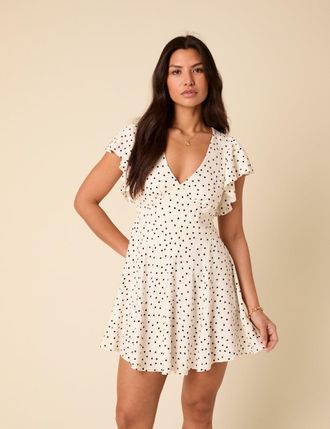 Nobody's Child White Polka Dot Loubelle Mini Dress