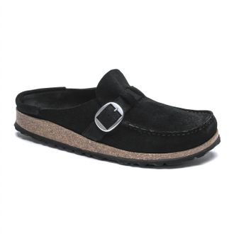 Birkenstock Womens Buckley Clog In Black Suede