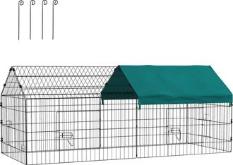 OEM Jaula Para Animales Peque&ntilde;os De Acero Con Puertas Y Tela Superior Para Conejos Chinchillas Gallinas 185x75x75 Cm Verde
