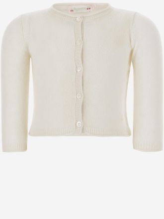 BONPOINT Girls Cashmere Cardigan For Kids White Sweater