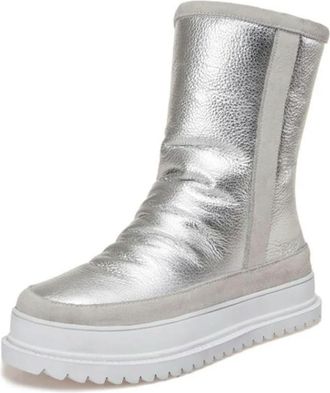 Generic QXDZSW Nature Fur Snow Boots Women Winter Round Toe Suede Female Platform Amkle Boots Ladies Black Silver Zipper Warm Shoes