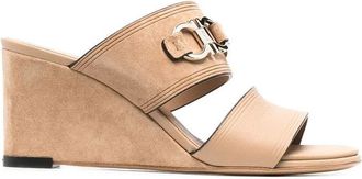 Ferragamo Chaim 75Mm Suede Wedge Mules