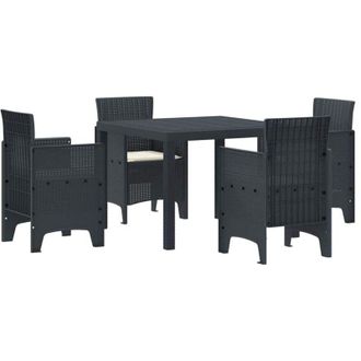 vidaXL Conjunto De Comedor De Jard&iacute;n 5 Pcs Antracita Ratan Polt Vidaxl