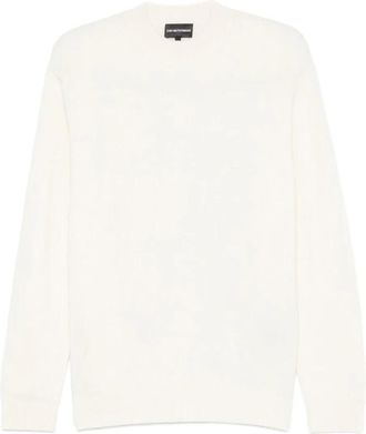 Emporio Armani Witte Zijde & Nylon Trui - Heren - Ronde hals truien - Wit - XL - Nylon - Truien & Vesten