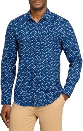 ConStruct Falling Leaves Woven Long Sleeve Basic in Navy/white at Nordstrom, Size Xx-Large