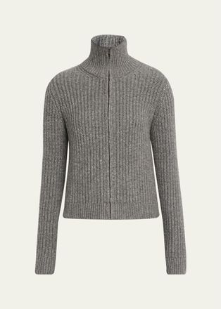 Nili Lotan Arlen Funnel-Neck Wool-Blend Knit Cardigan