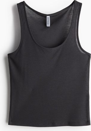 H&M Durchscheinendes geripptes Tanktop - Grau