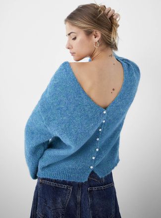 Icone Womens Pearly buttons reversible Cardigan Sweater