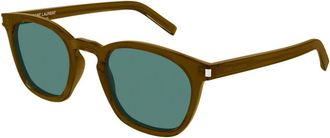 Saint Laurent SL 28 Zonnebril - Heren - Zonnebrillen - Bruin - 49 MM - Nylon - Accessoires
