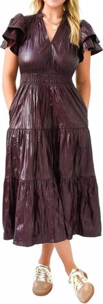 THML Clothing Pleather Together Midi Dress In Wine
