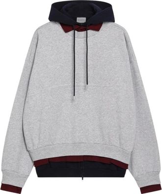 Balenciaga Hoodies & sweatvesten, Heren, Grijs, XL, Katoen, Gelaagde Hoodie