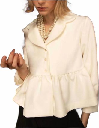 Kika Vargas Ewa Ruffle Peplum Jacket In Creme