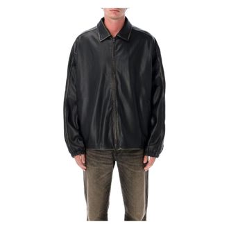 Diesel Zwarte Buitenkleding Jas Aw 25 Stijlvol - Heren - Zomerjassen - Zwart - 2XL - Leer - Jassen