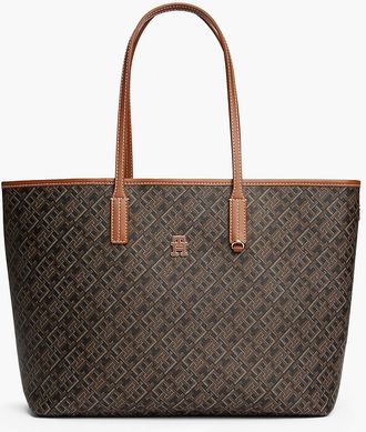 Tommy Hilfiger Womens Allover Monogram Tote Bag - Black Mix