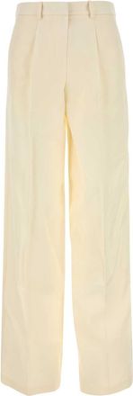 Magda Butrym Womens Cream Wool Blend Wide-leg Pant - Size EU 36 (Womens)