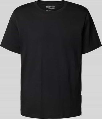 Selected Regular Fit T-Shirt aus Baumwoll-Mix Modell ASPEN in Black, Größe XXL
