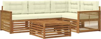 vidaXL Conjunto De Sof&aacute;s De Exterior 5 Uds. Natural Y Crema Vidaxl