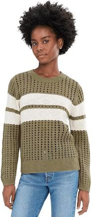 Sanctuary Sporty Openwork Popover Womens Sweater C. Green With Collagen Strip : LG (US 10-12), Cotton