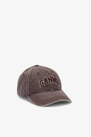 Ganni Brown Washed Canvas Cap