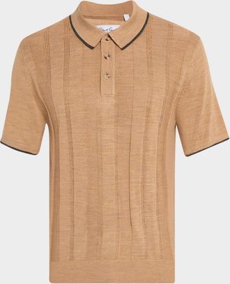Robert Graham Mens Edvan Wool Knit Short-Sleeve Polo Sweater
