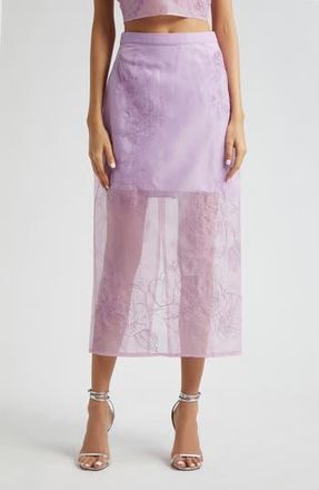 Cinq &agrave; Sept Etta Floral Embroidered Maxi Skirt in Lilac at Nordstrom Rack, Size 0