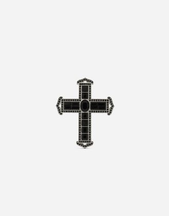 Dolce & Gabbana Cross Ring With Rhinestones - Woman Bijoux Black Metal 48