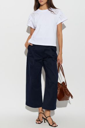 Rag & Bone T-shirt With Openwork Trim, Womens, White