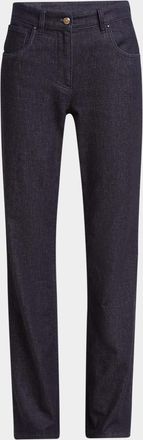 Giorgio Armani Cotton-Cashmere Denim Straight-Leg Trousers