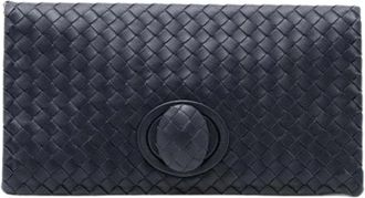 Bottega Veneta Pre-owned Clutches, female, Gray, Size: ONE SIZE Pre-owned Woven Nappa Leather Clutch