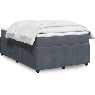 vidaXL Cama Box Spring Con Colch&oacute;n Terciopelo Gris Oscuro 120x190 Cm Vidaxl